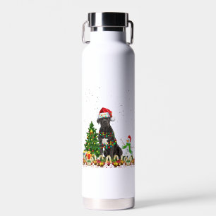 Cane Corso Dog Santa Hat Christmas Dog Light Tree Water Bottle