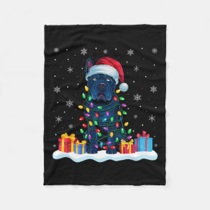 Cane Corso Dog Santa Hat Christmas Tree Light Xmas Fleece Blanket