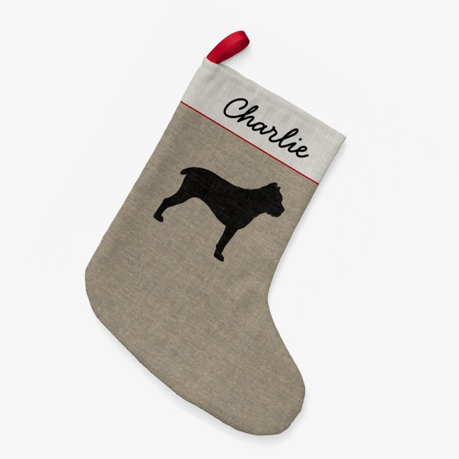 Cane Corso Dog Silhouette Personalised Holiday Small Christmas Stocking (Front (Hanging))