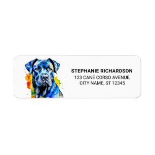Cane Corso Dog Watercolor Return Address