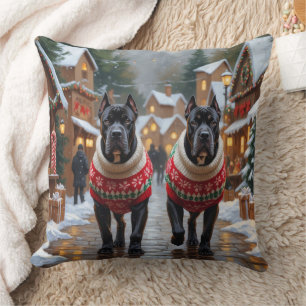 Cane Corso Dogs Christmas Snow Holiday Cushion