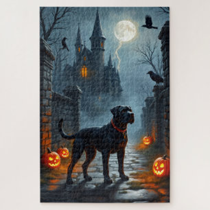 Cane Corso Gothic Castle Halloween Art Jigsaw Puzzle