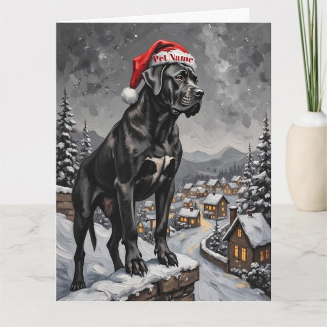 Cane Corso Guardian of the Christmas Village Hat Card (Front)
