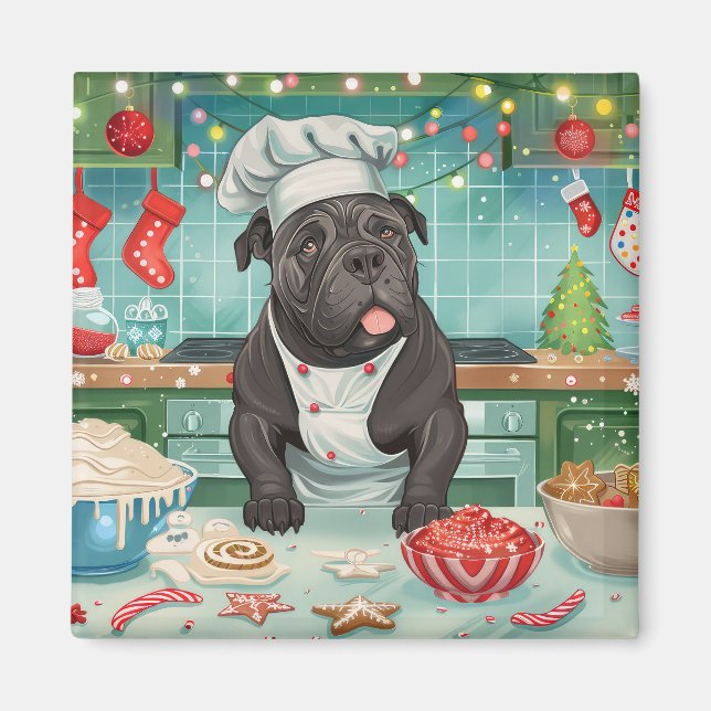 Cane Corso Holiday Baking: Festive Christmas Magnet (Front)