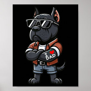 Cane Corso I Love Dad Funny Dog Tattoo Poster