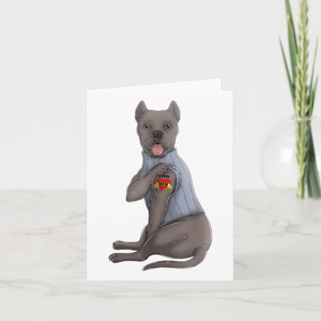 Cane Corso I Love Mum Tattoo Dog Shirt Funny Mothe Card (Front)