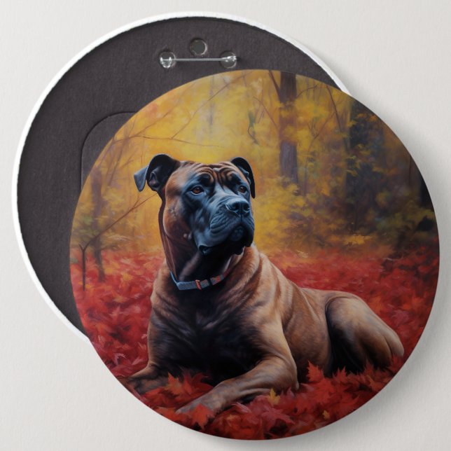 Cane Corso in Autumn Leaves Fall Inspire  6 Cm Round Badge (Front & Back)