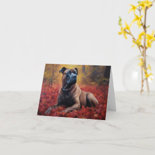 Cane Corso in Autumn Leaves Fall Inspire Card