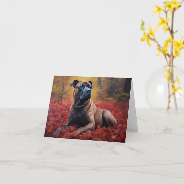 Cane Corso in Autumn Leaves Fall Inspire  Card (Yellow Flower)