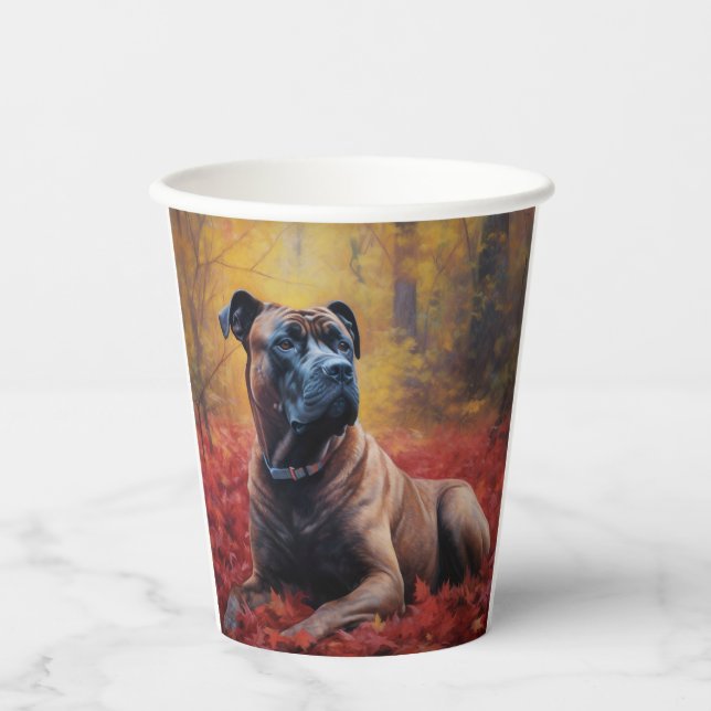 Cane Corso in Autumn Leaves Fall Inspire  Paper Cups (Front)