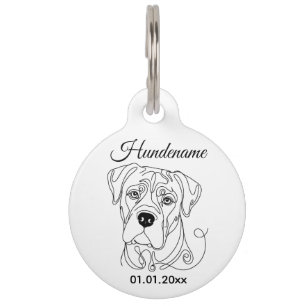 Cane Corso Minimalist Line Art Personalized Tag