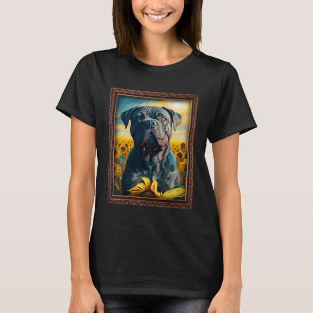 Cane Corso Painting Sunflower Flower Mom Women Flo T-Shirt (Front)