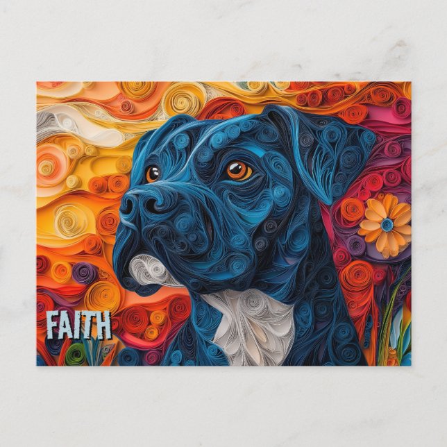 Cane Corso Paper Quilling Art Dog Portrait Postcard (Front)