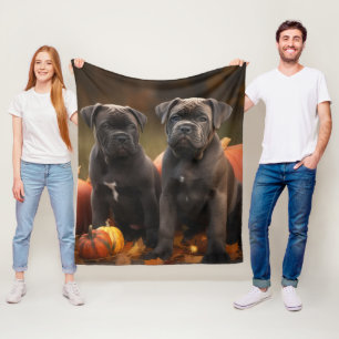 Cane Corso Puppy Autumn Delight Pumpkin Fleece Blanket