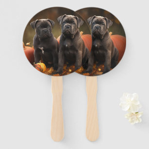 Cane Corso Puppy Autumn Delight Pumpkin Hand Fan