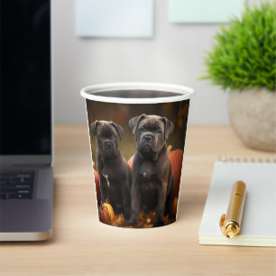 Cane Corso Puppy Autumn Delight Pumpkin Paper Cups