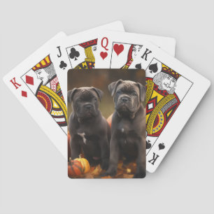 Cane Corso Puppy Autumn Delight Pumpkin Playing Cards