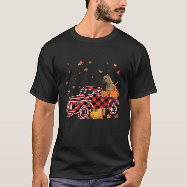 Cane Corso Riding Leopard Plaid Truck Thanksgiving T-Shirt (Front)