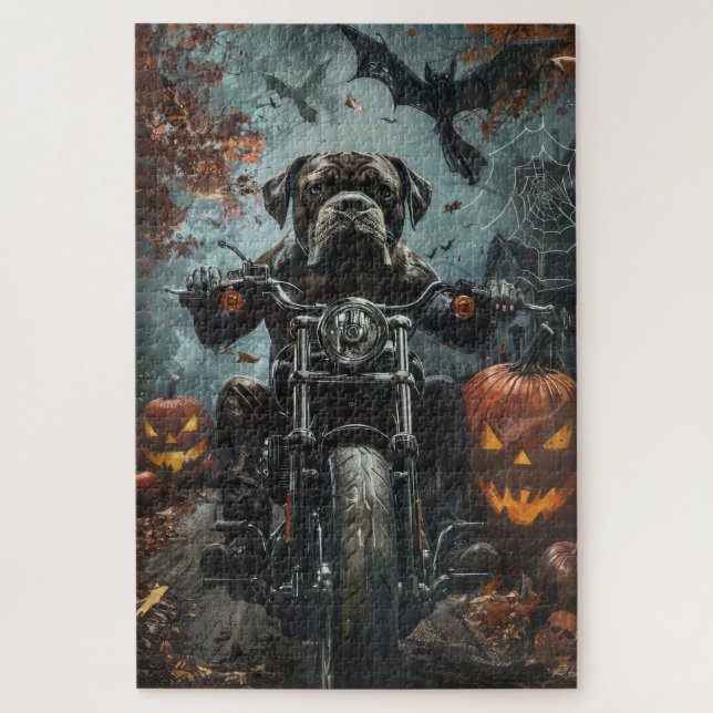 Cane Corso Riding Motorcycle Halloween Scary Jigsaw Puzzle (Vertical)