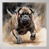 Cane Corso Running Ink Drawing 