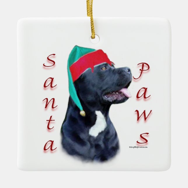 Cane Corso Santa Paws Ceramic Ornament (Front)