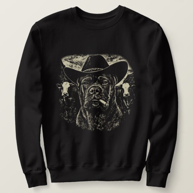 Cane Corso Shepherd Western Graphic Cowboy Dog  Sweatshirt (Design Front)