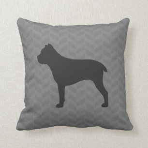 Cane Corso Silhouette Grey Herringbone Cushion