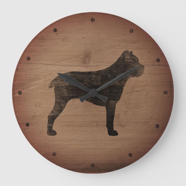 Cane Corso Silhouette Rustic Large Clock (Front)