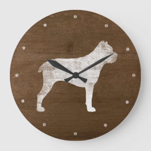 Cane Corso Silhouette Rustic Large Clock