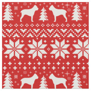 Cane Corso Silhouettes Dogs Christmas Holiday Fabric
