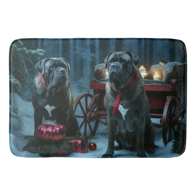 Cane Corso Snowy Sleigh Christmas Decor Bath Mat (Front)