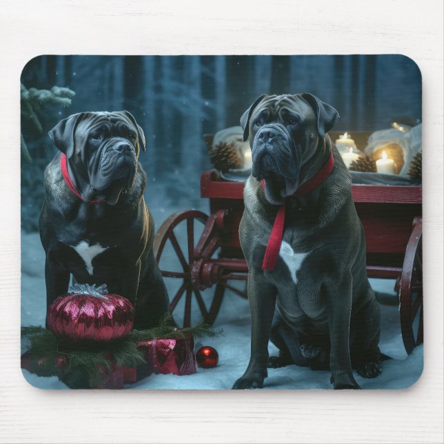 Cane Corso Snowy Sleigh Christmas Decor Mouse Pad (Front)