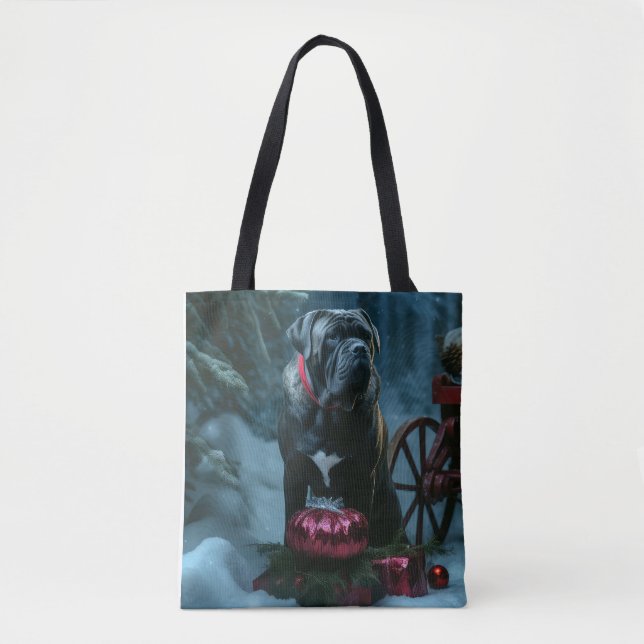 Cane Corso Snowy Sleigh Christmas Decor Tote Bag (Front)