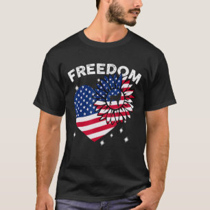 Cane Corso Sunflower Heart American Flag Freedom T-Shirt
