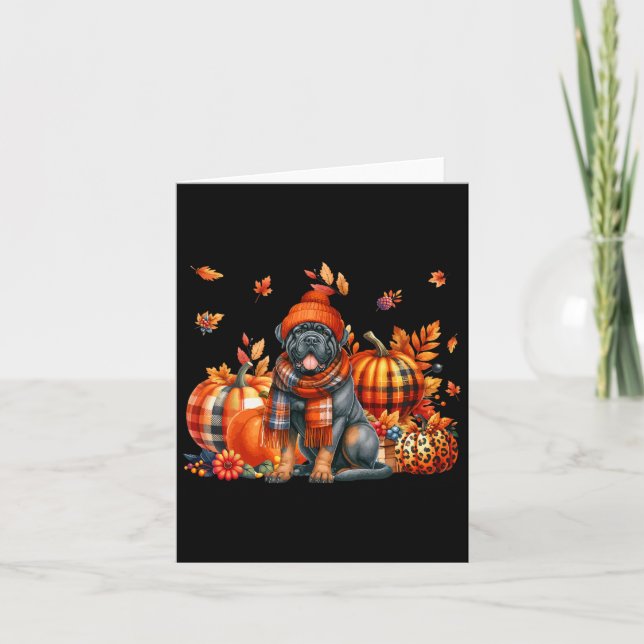 Cane Corso Thanksgiving Leopard Pumpkins Fall Leav Card (Front)
