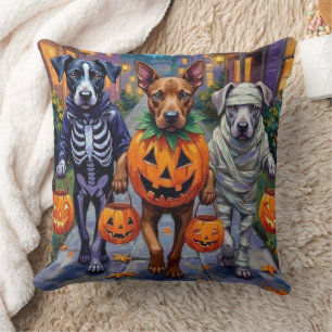 Cane Corso Trick-or-Treating in Halloween Costumes Cushion