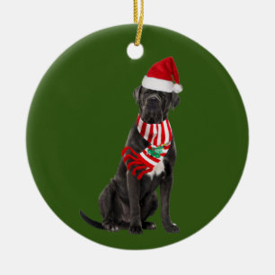 Cane Corso With Hat Scaft Christmas Ceramic Tree Decoration