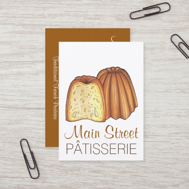 Canelé French Pastry Chef Pâtisserie Bakery Café Business Card (Front/Back In Situ)