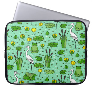 Canes, herons, lilies: vintage swarm. laptop sleeve