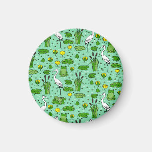 Canes, herons, lilies: vintage swarm. magnet
