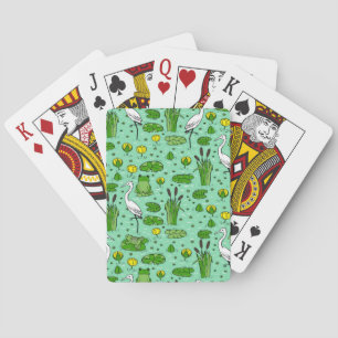 Canes, herons, lilies: vintage swarm. playing cards
