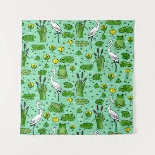 Canes, herons, lilies: vintage swarm. tapestry
