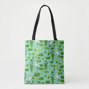 Canes, herons, lilies: vintage swarm. tote bag