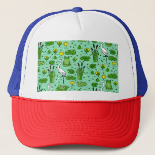 Canes, herons, lilies: vintage swarm. trucker hat