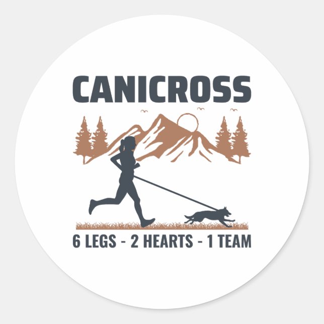Canicross Trail Running Runner Dog Sport Outdoor Classic Round Sticker (Front)