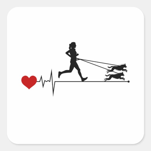 Canicross Trail Running Runner Dog Sport Outdoor Square Sticker (Front)