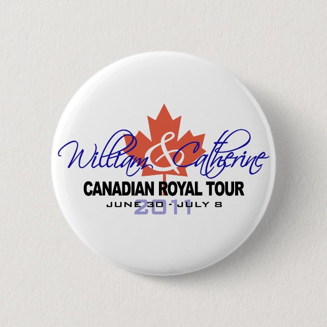 Canidian Royal Tour - William & Kate 2011 6 Cm Round Badge (Front)