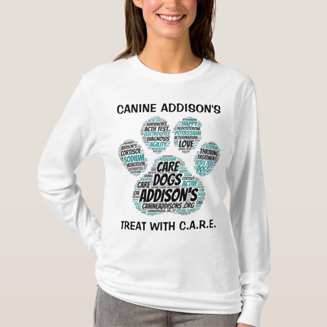 Canine Addison's Paw Print Long-sleeved White Tee (Front)