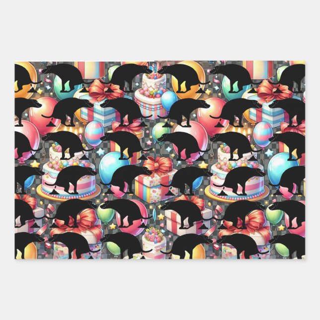 Canine Celebration Fun Pooping Dog  Wrapping Paper Sheet (Front)