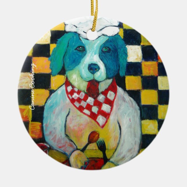 Canine Cooking Ceramic Tree Decoration (Front)